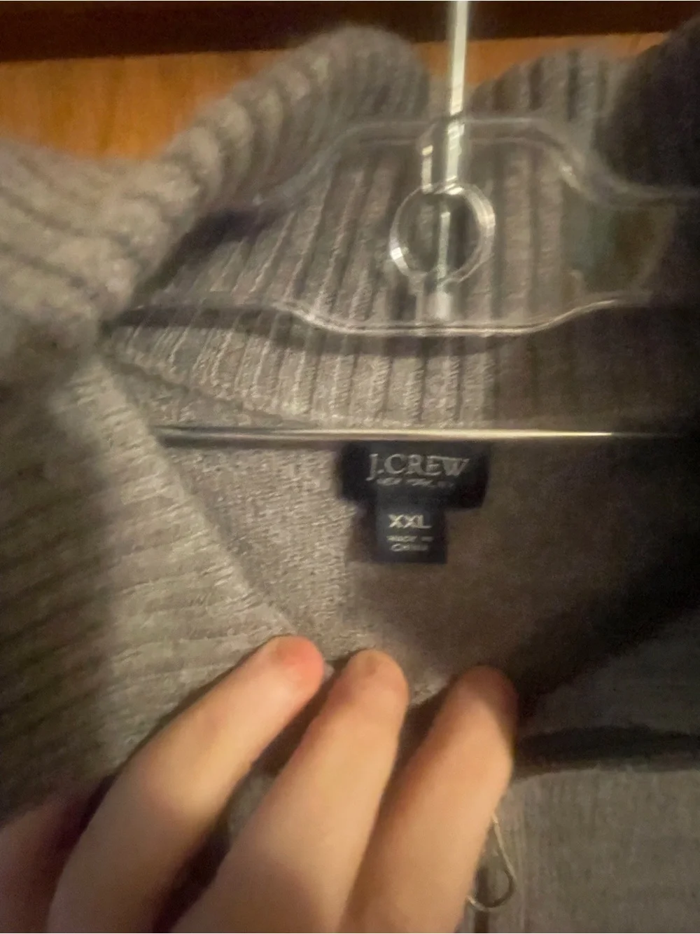 J.Crew  Lambs Wool Quarter Zip Sweater, Gray Mens Sz XXL